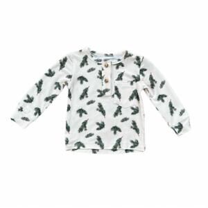 NEW BABYSPROUTS kids' long sleeve henley shirt in pine leaves